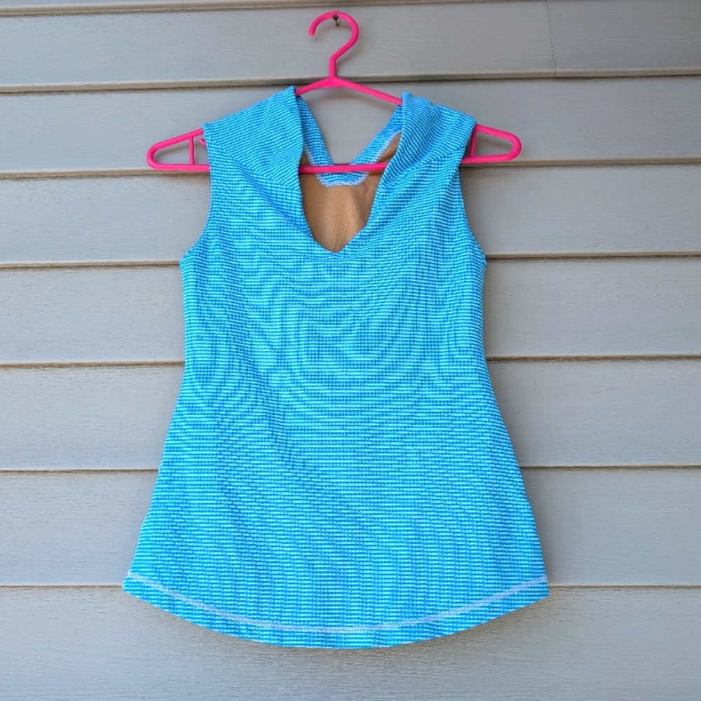 Blue and White Sleeveless Lululemon Top